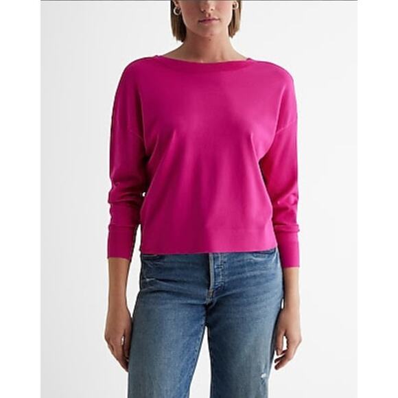 Express Neon Berry Pink Reversible Silky Soft Sweater Size XS NWT - Picture 1 of 9